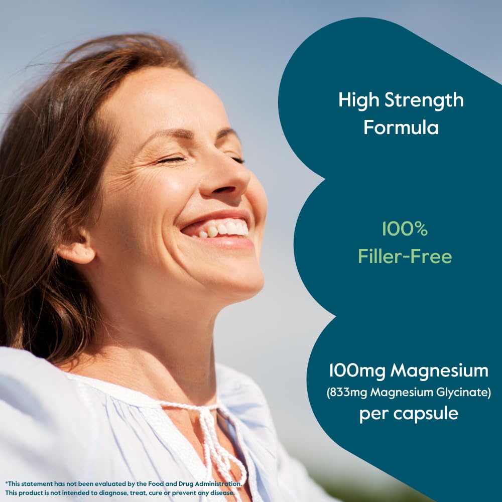 BESTVITE Magnesium Glycinate 400mg capsules on a wooden table