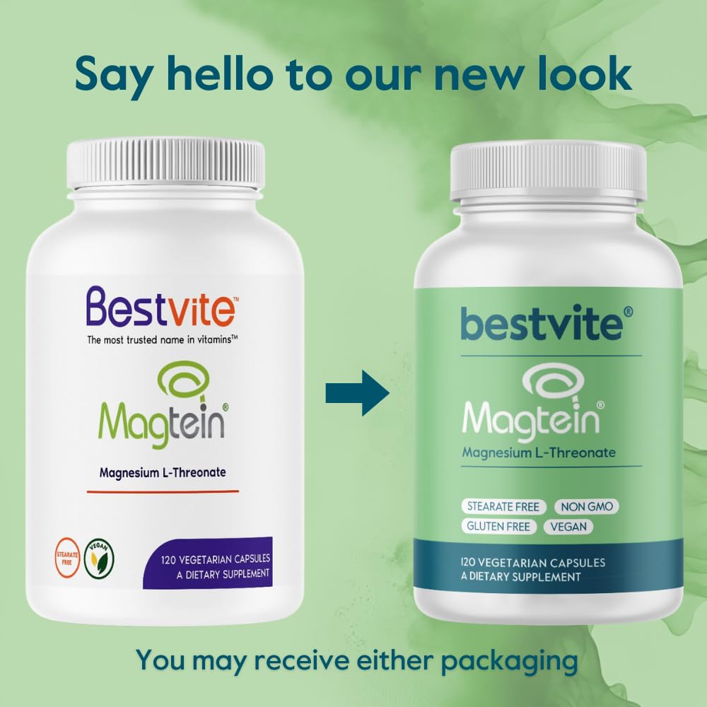 BESTVITE Magtein Magnesium L-Threonate 2000mg capsules opened bottle