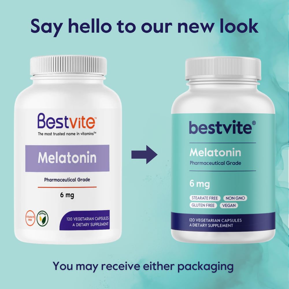 BESTVITE Melatonin 6mg Vegan Capsules with measuring spoon