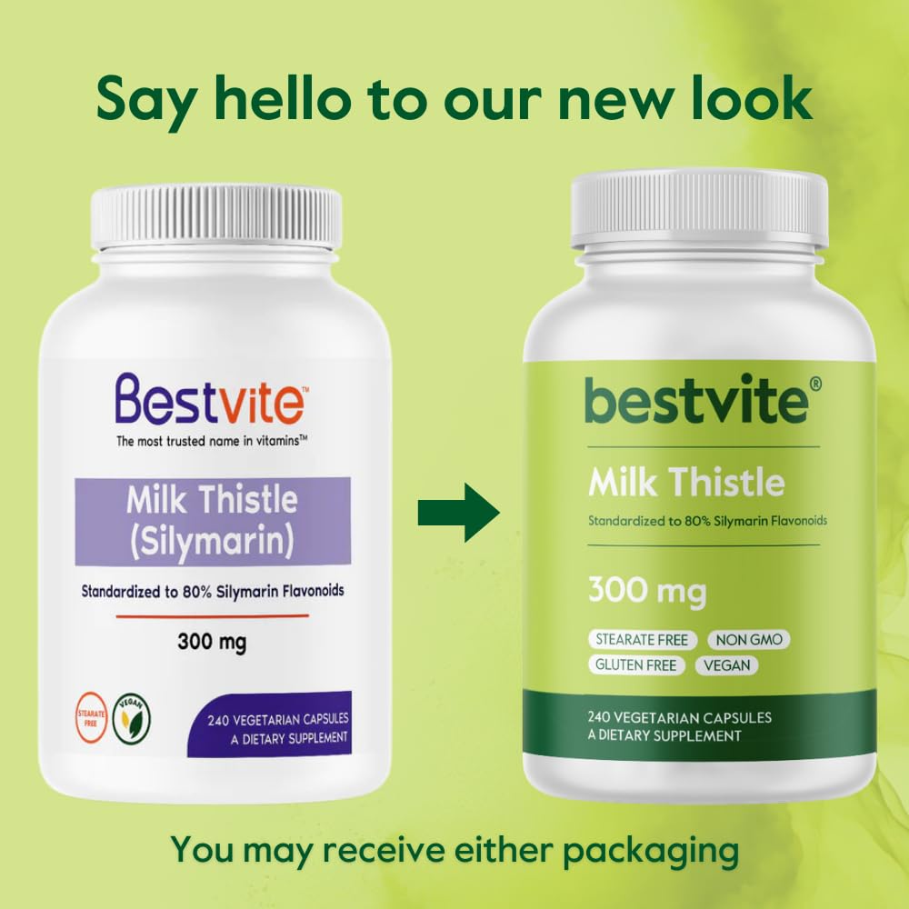 BESTVITE Milk Thistle Extract 300mg capsules in a hand