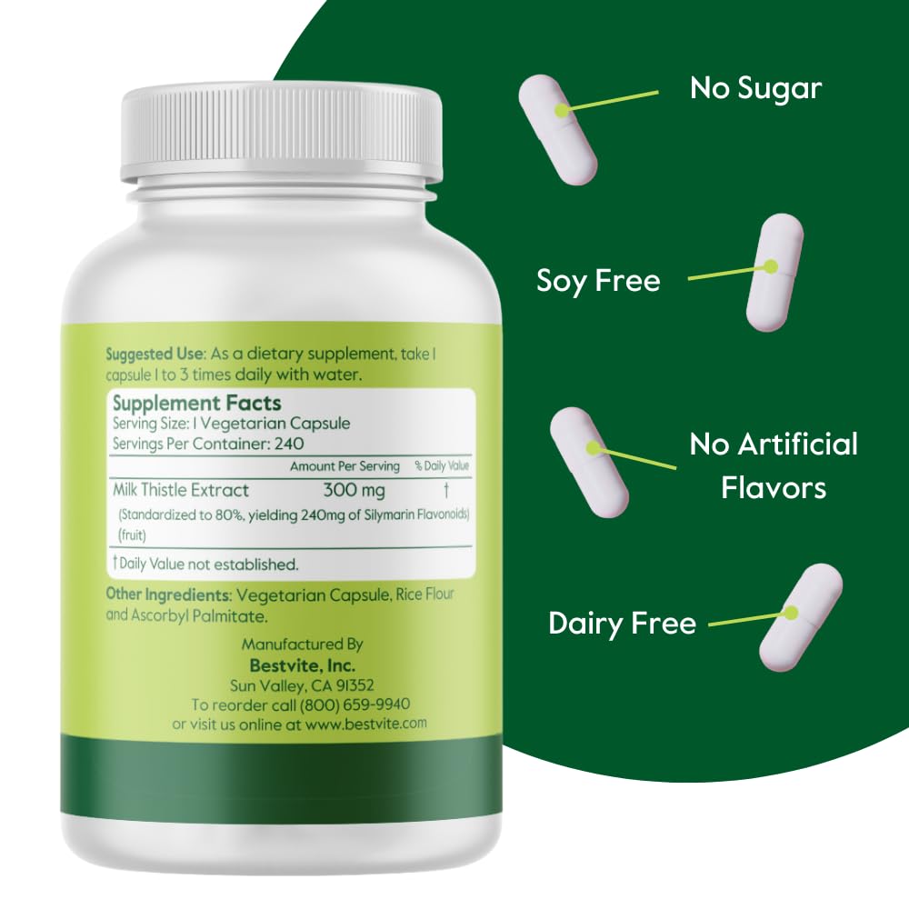 BESTVITE Milk Thistle Extract 300mg capsules packaging