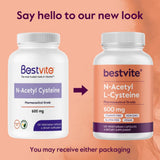 BESTVITE N-Acetyl L-Cysteine capsules and a glass of water