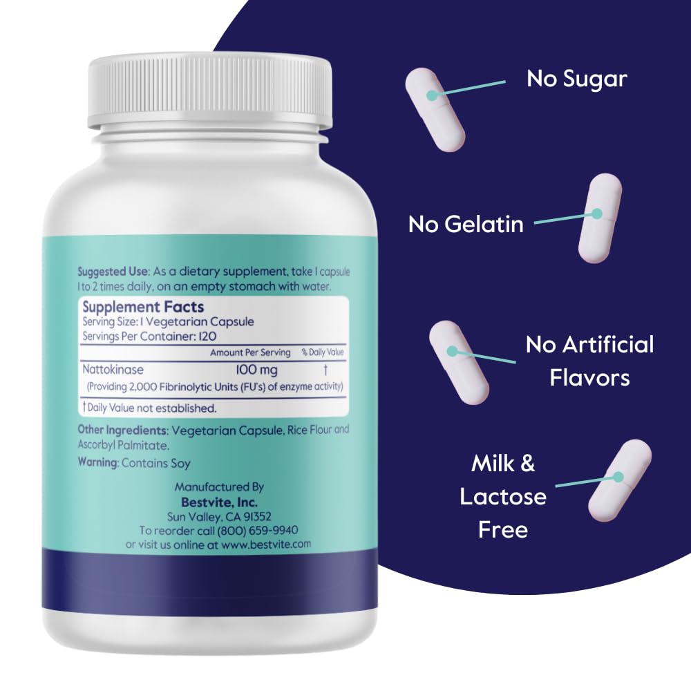 BESTVITE Nattokinase Capsules 100mg side view