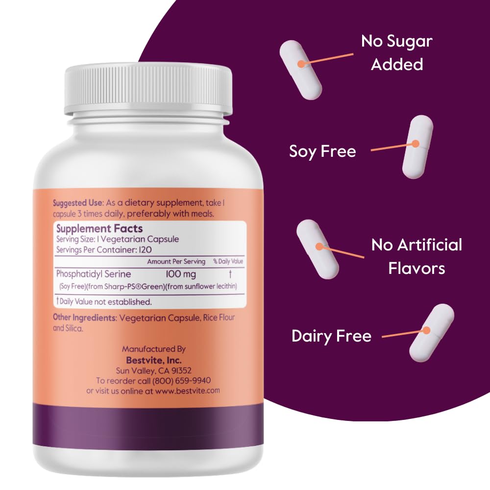 BESTVITE Phosphatidylserine 100mg soy-free capsules side view