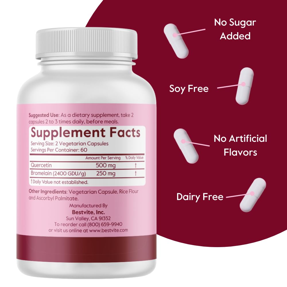 BESTVITE Quercetin & Bromelain supplement ingredients list