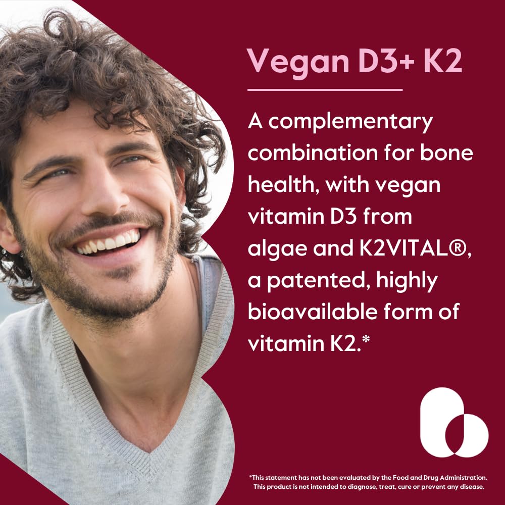 BESTVITE Vegan Vitamin D3 + K2 capsules back view