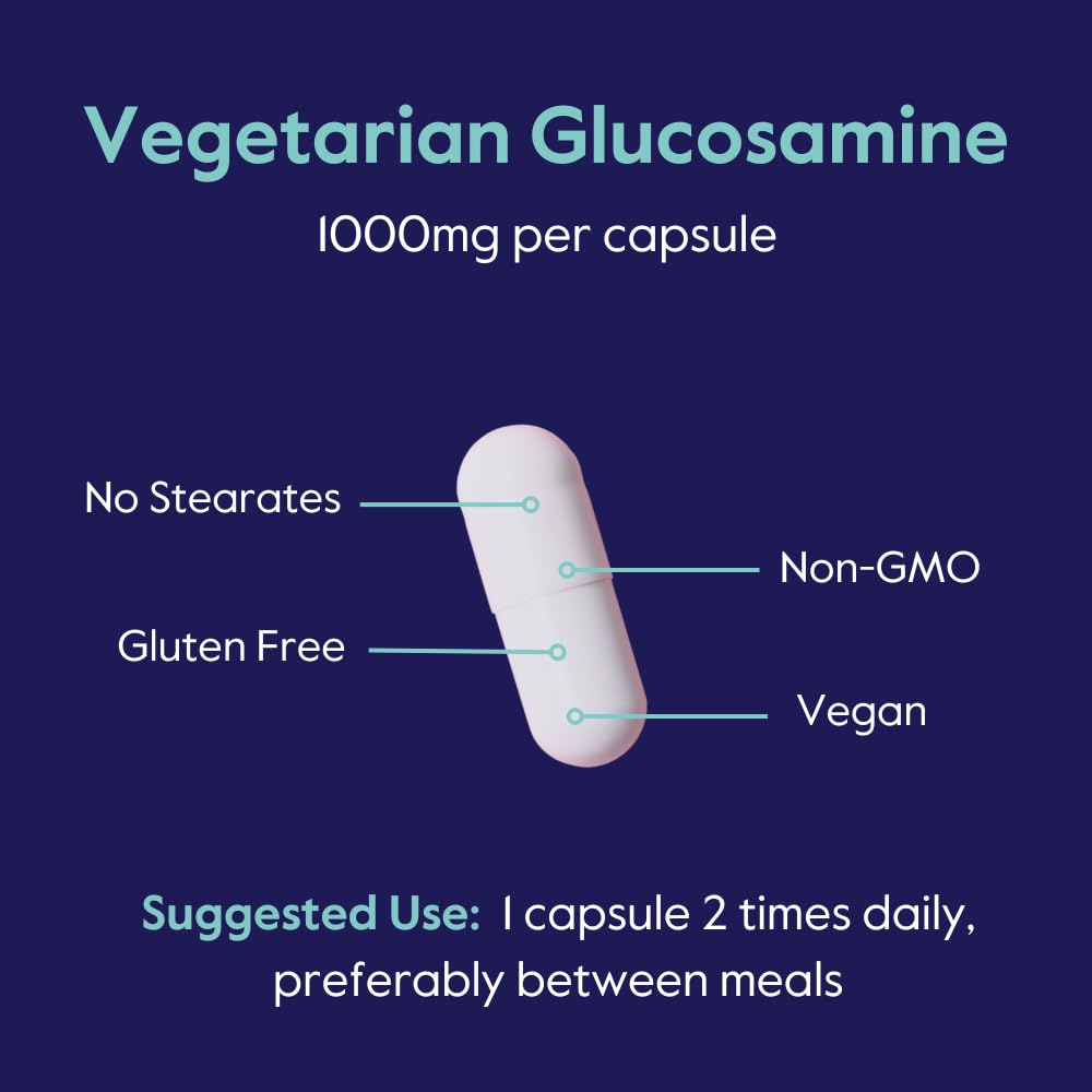 BESTVITE Vegetarian Glucosamine 1000mg capsules on a wooden surface