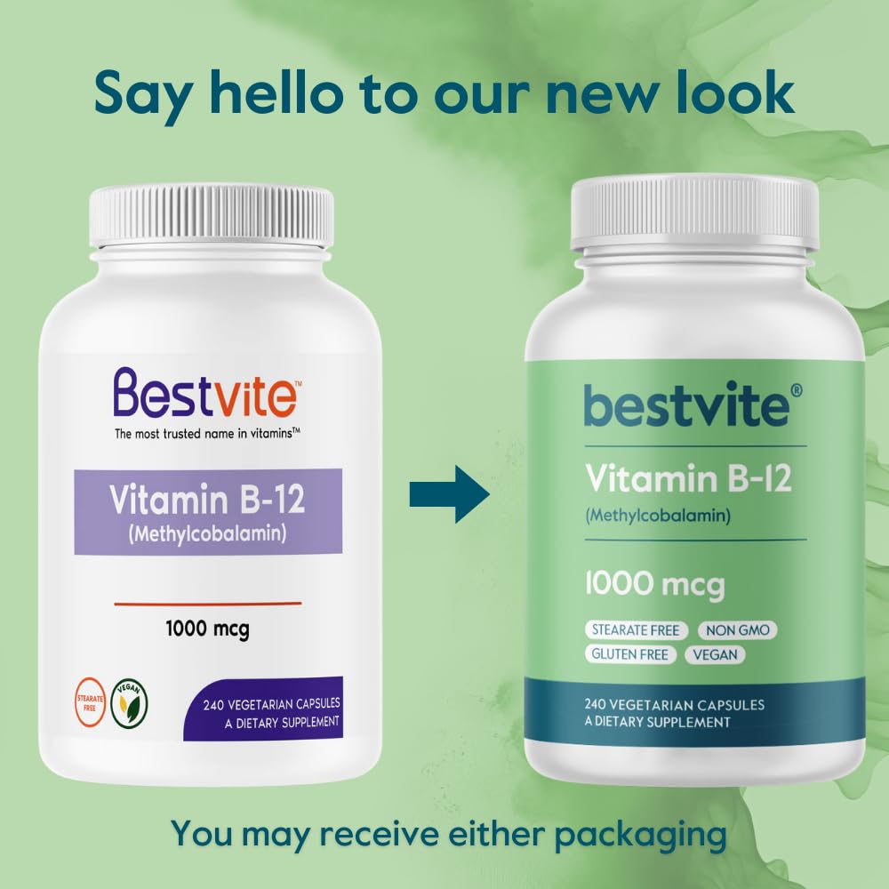 BESTVITE Vitamin B-12 Methylcobalamin 1000mcg capsules in hand