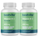 BESTVITE Vitamin B-2 Riboflavin 400mg capsules front view