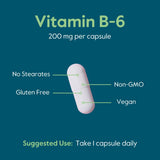 BESTVITE Vitamin B-6 200mg capsules with a measuring spoon