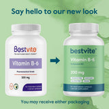 BESTVITE Vitamin B-6 200mg capsules with natural background