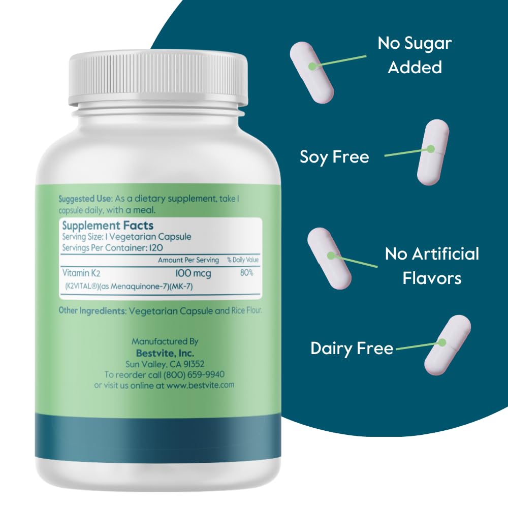 BESTVITE Vitamin K2 MK-7 100mcg capsules packaging