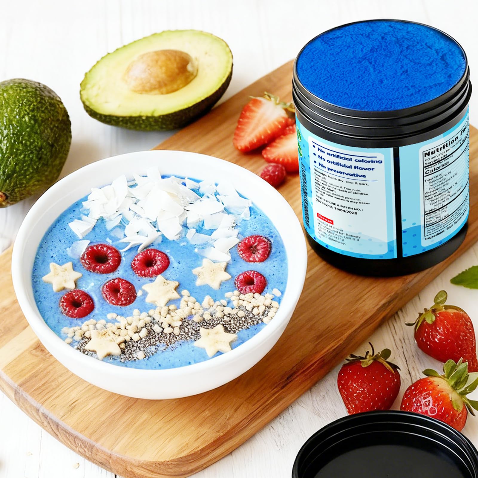 Besway Spirulina Powder on a spoon