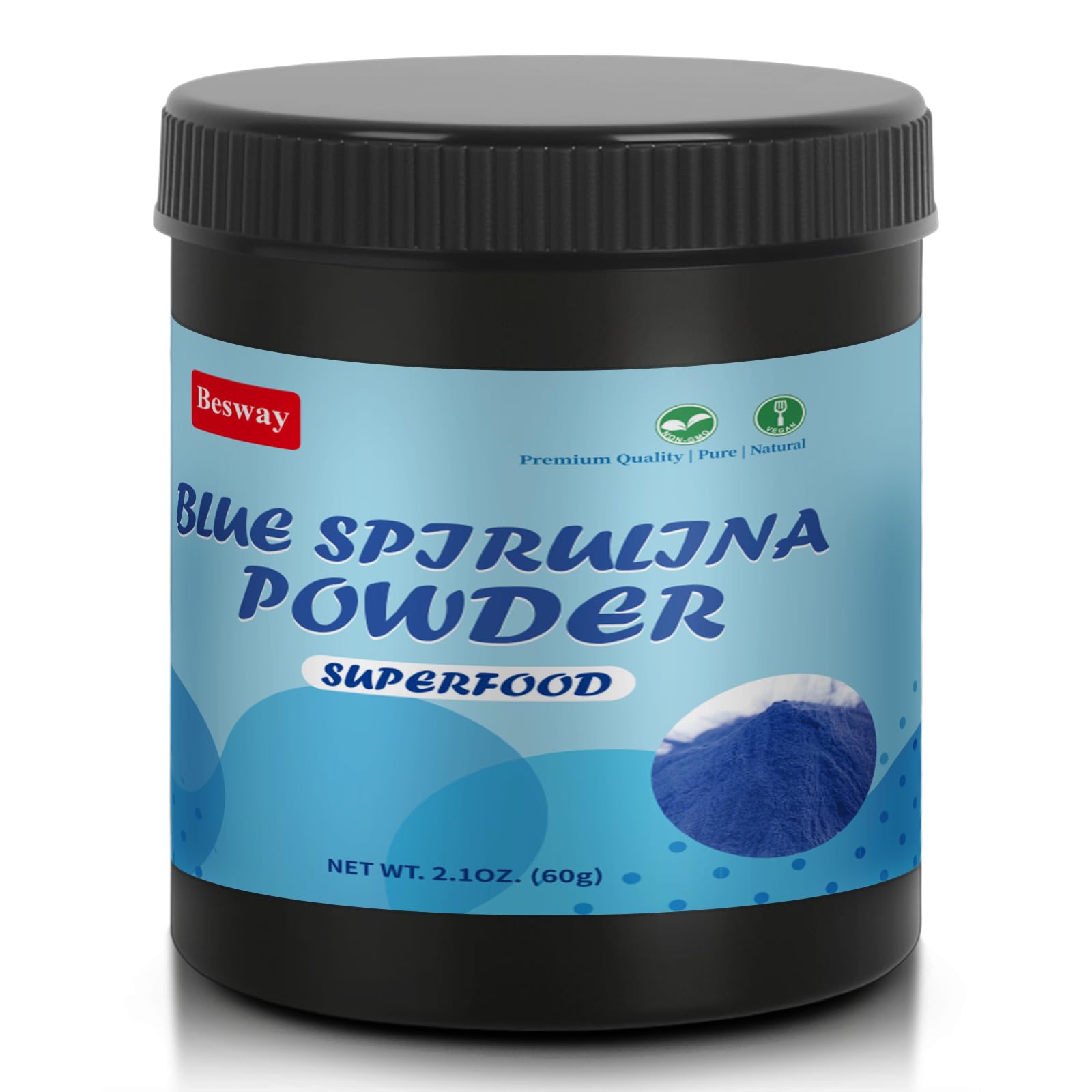 Besway Spirulina Powder resealable pouch front view