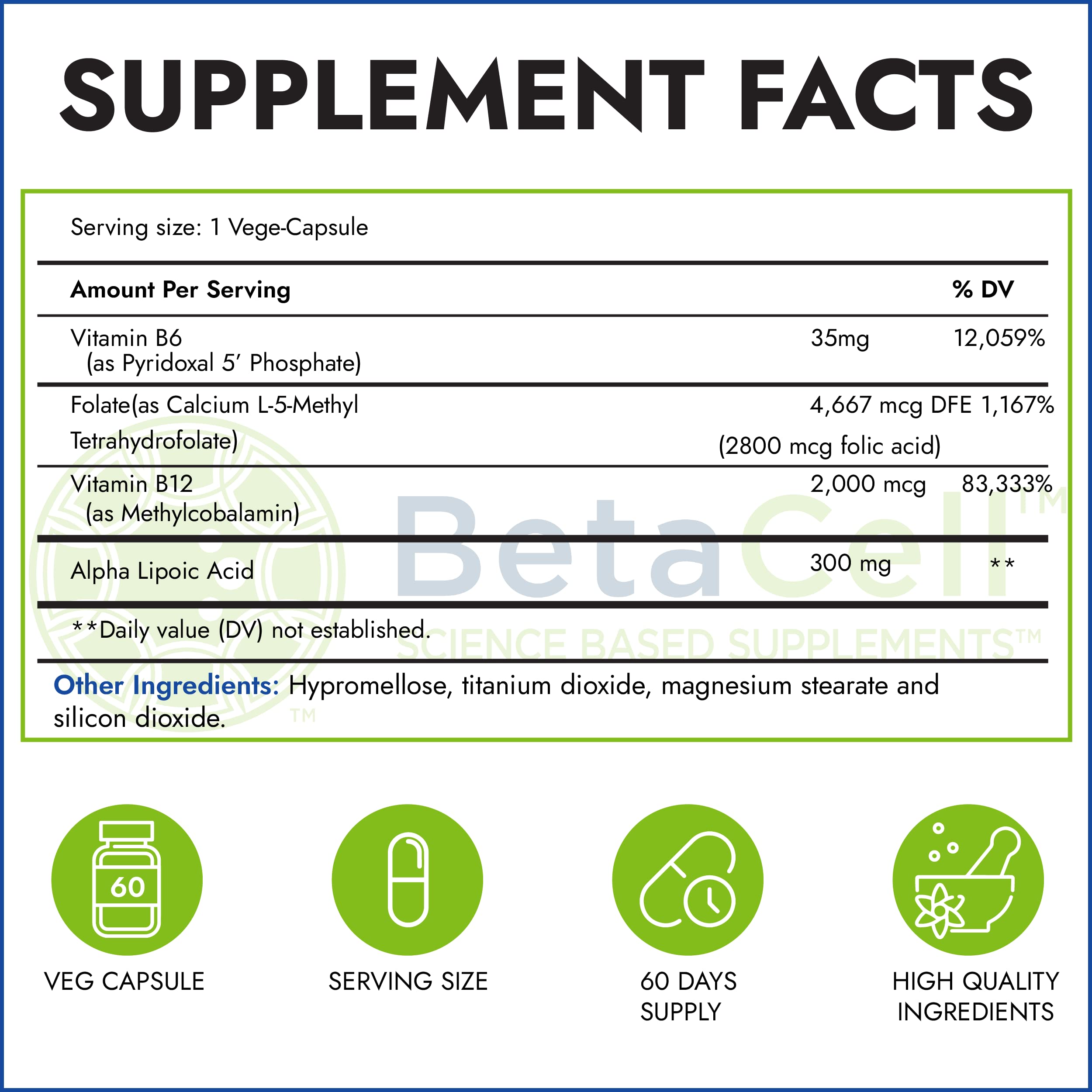 BETACELL Alpha Lipoic Acid Capsules 300mg side view