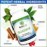 BETACELL Glucofix Berberine Supplement bottle with a measuring spoon