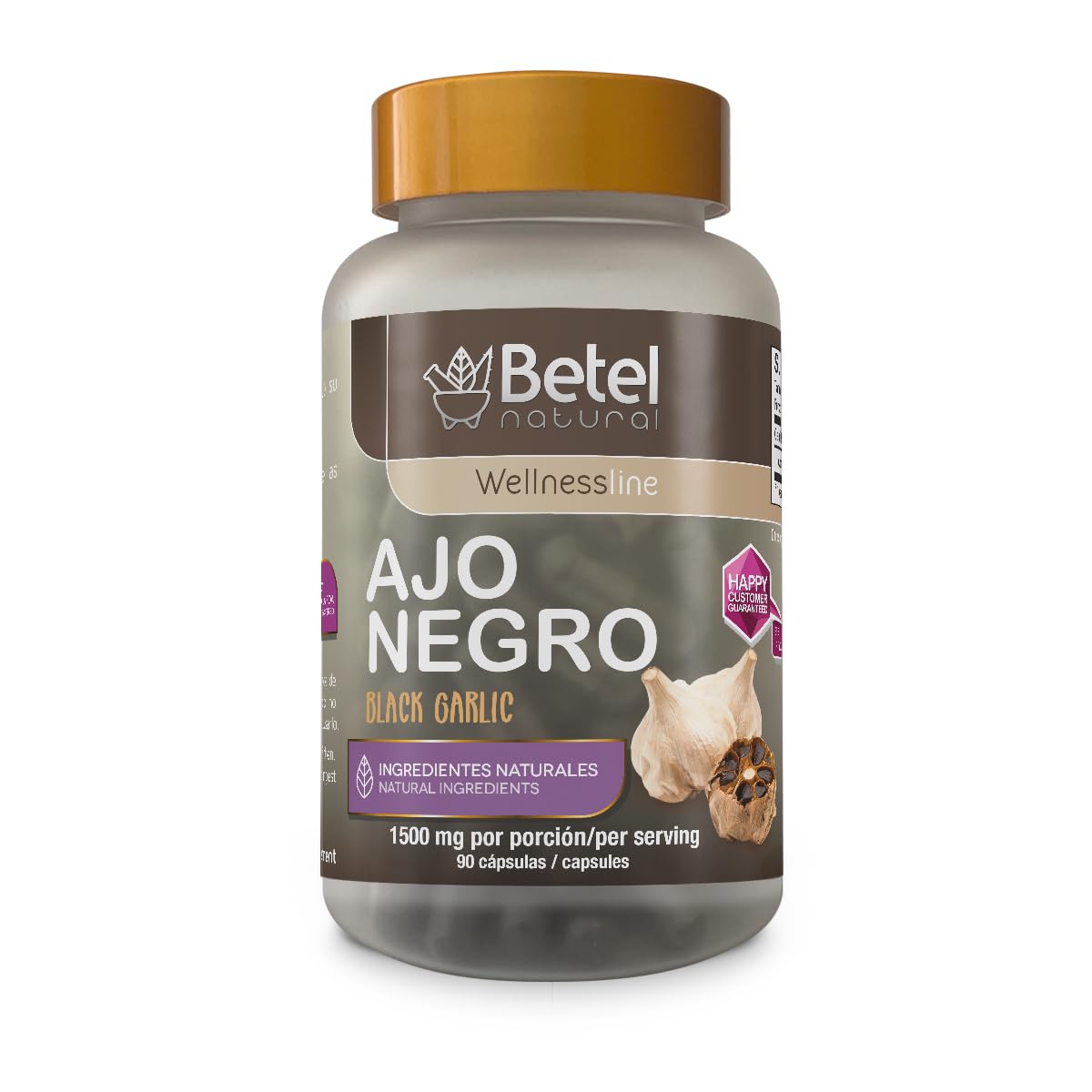 Betel Natural Black Garlic Supplement 1500mg front view