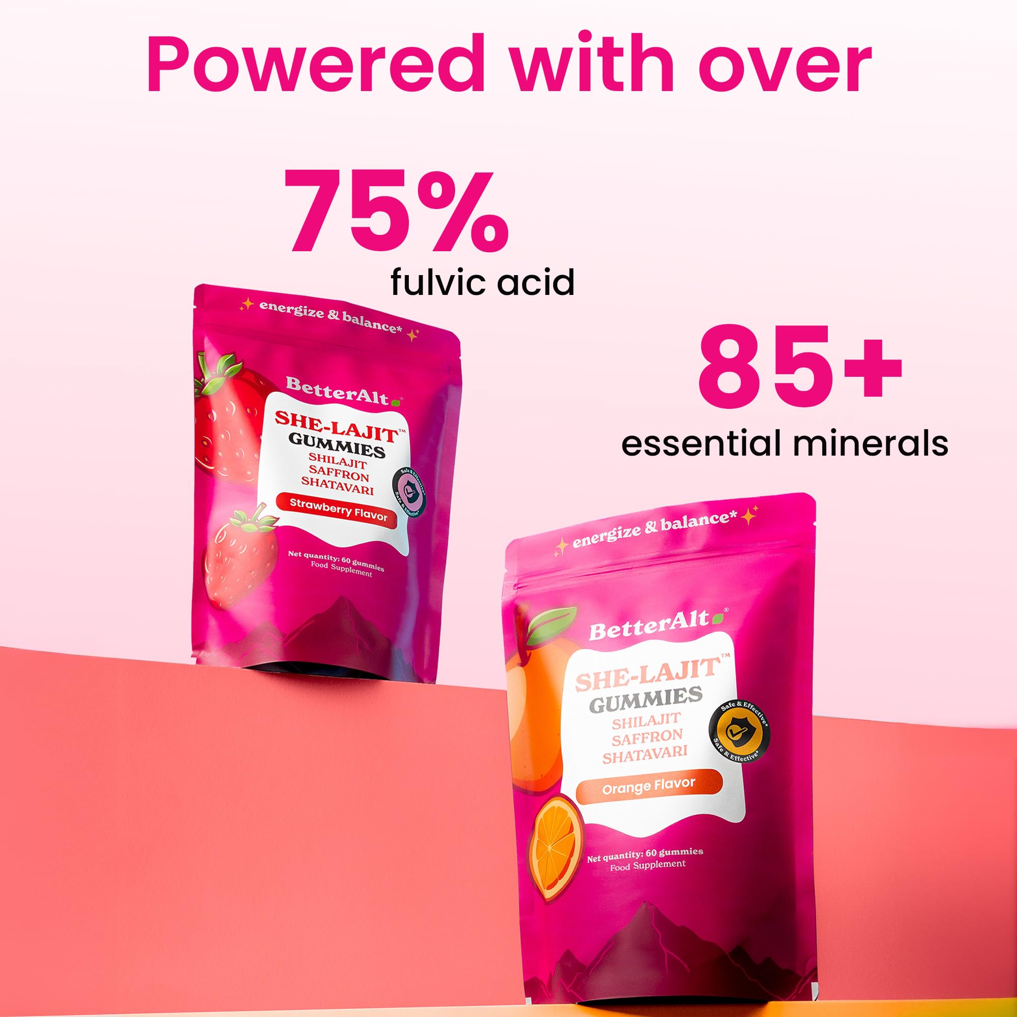 Better Alt She-lajit Gummies ingredients list on packaging