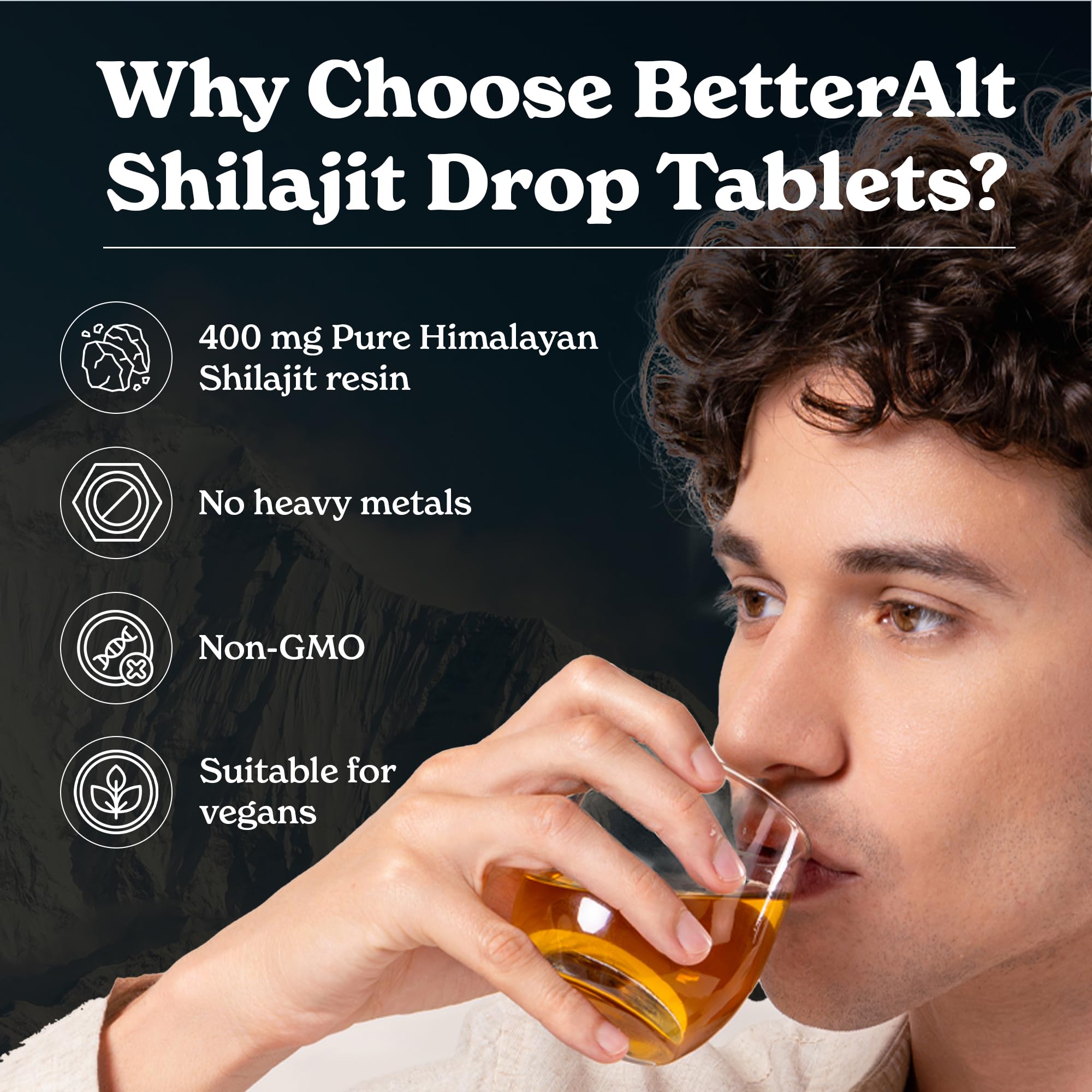 Better Alt Shilajit Dry Drops 30N back view with ingredients