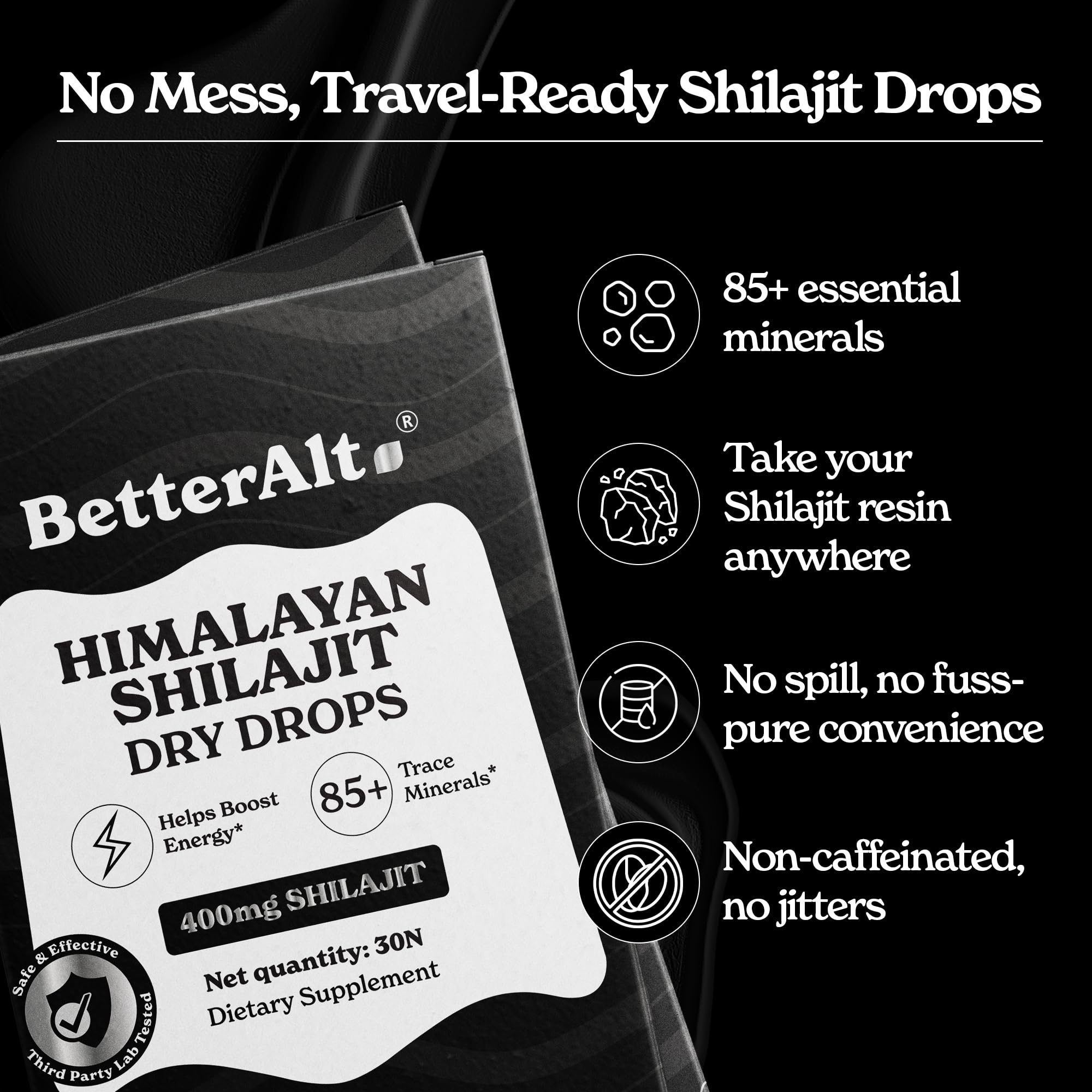 Better Alt Shilajit Dry Drops 30N dropper close-up