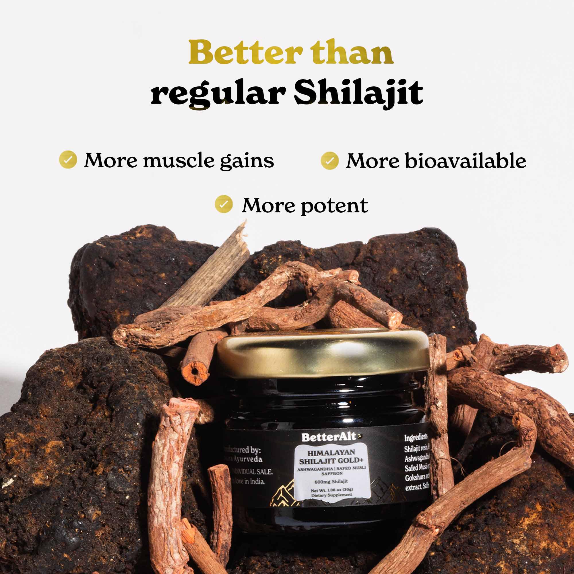 Better Alt Shilajit Gold with ingredients displayed