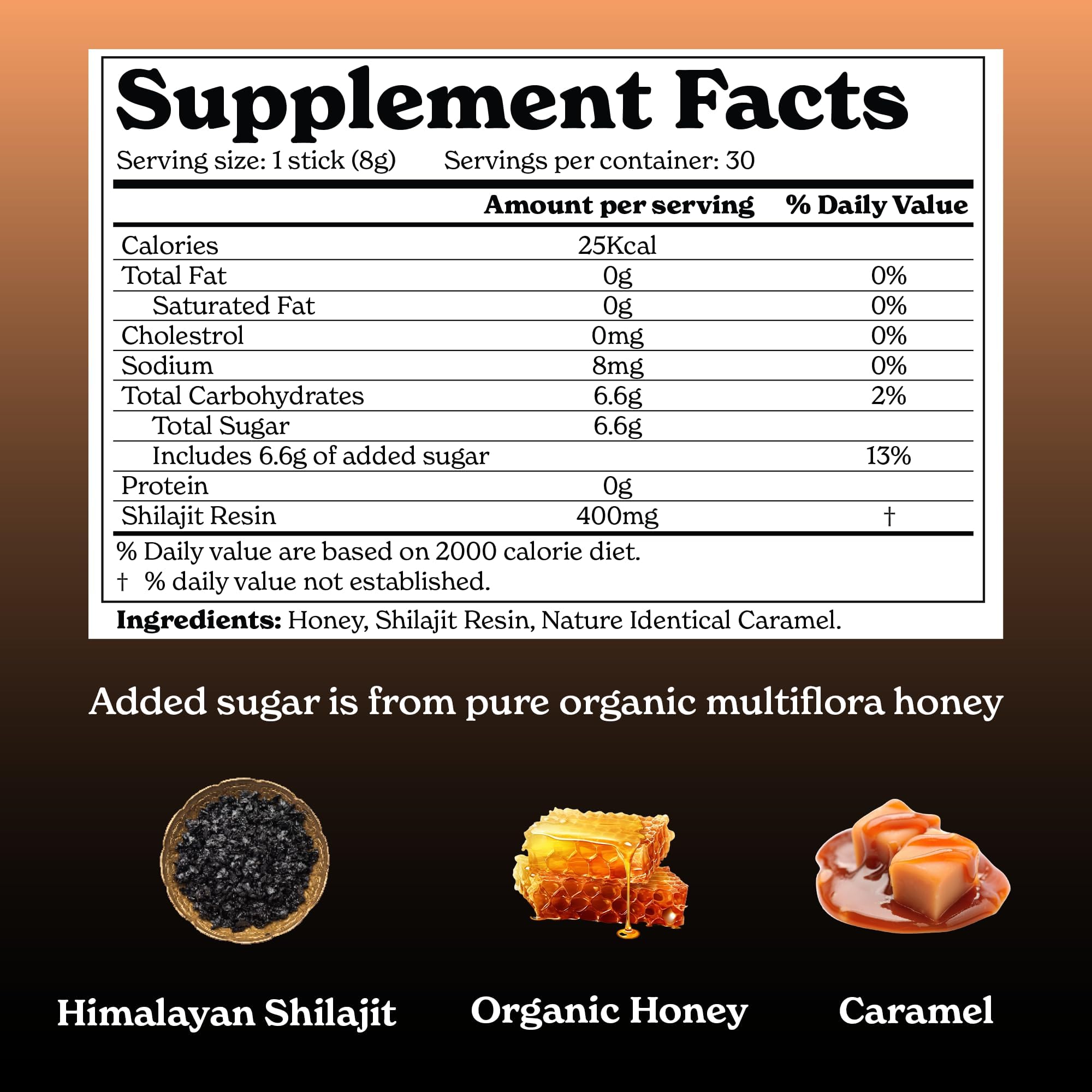Better Alt Shilajit + Honey Sticks back view packaging