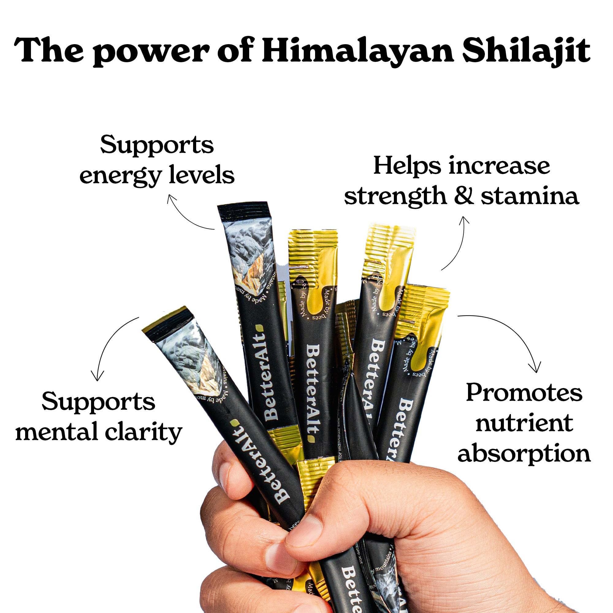 Better Alt Shilajit + Honey Sticks in a lifestyle setting