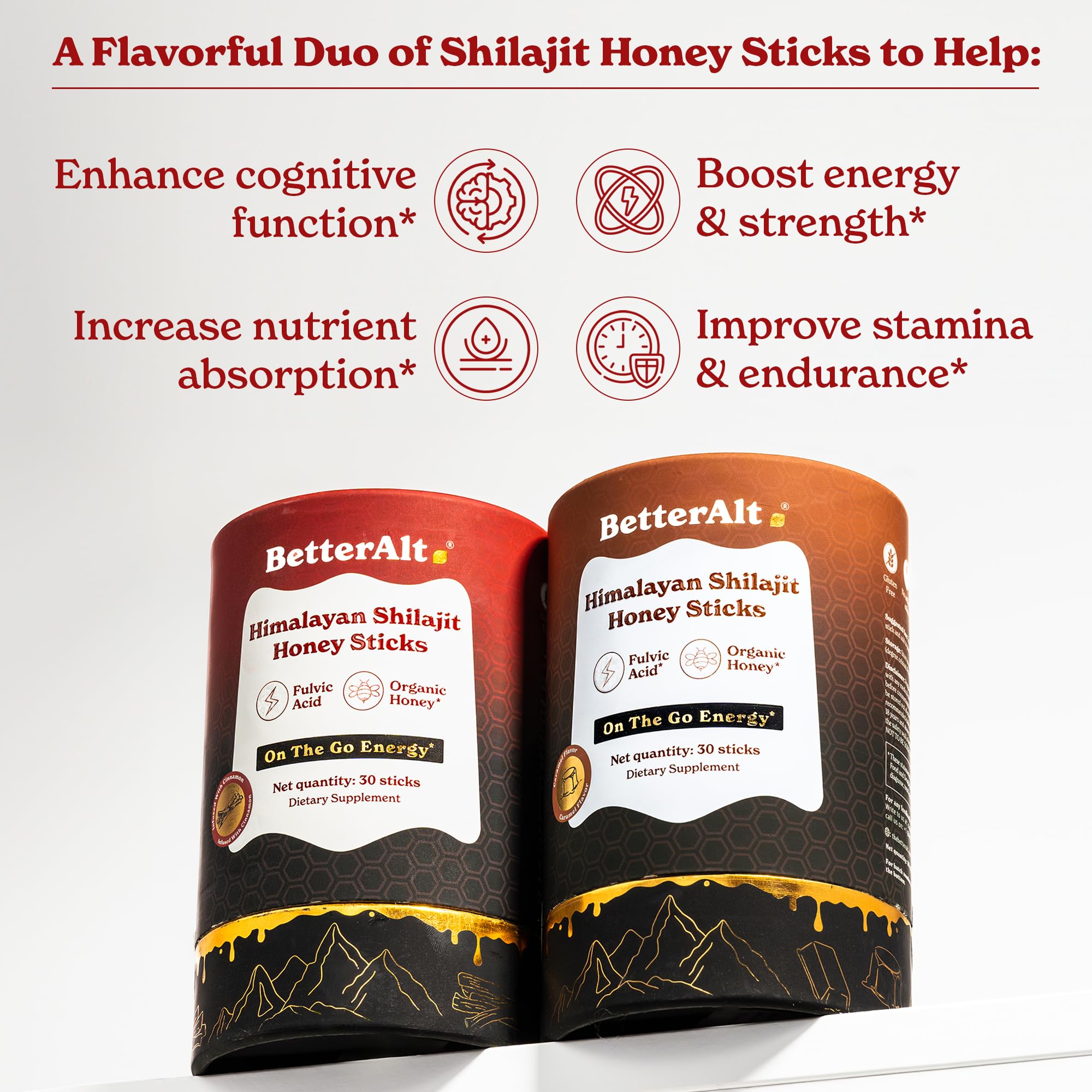 Better Alt Shilajit + Honey Sticks ingredients list