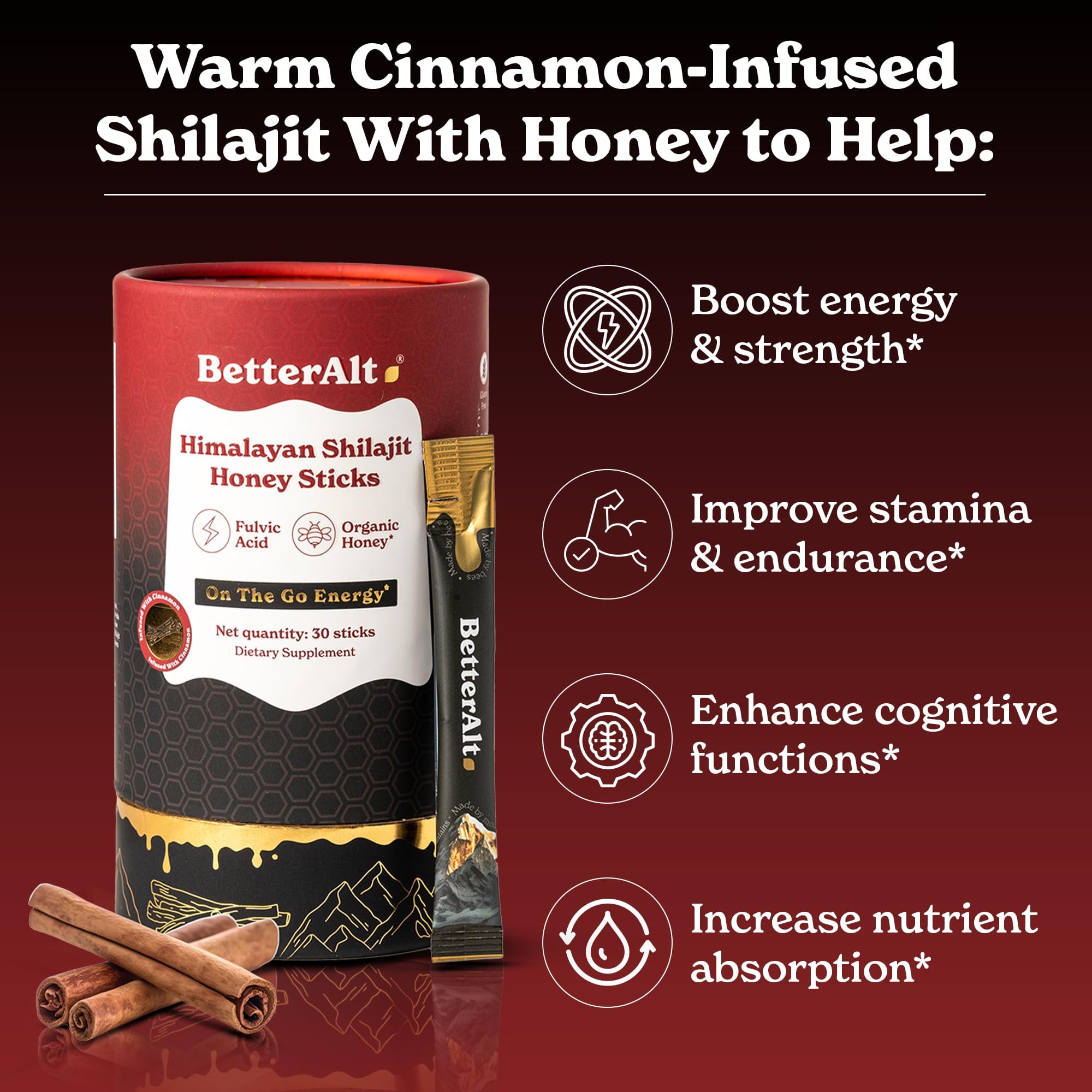 Better Alt Shilajit + Honey Sticks open package with sticks