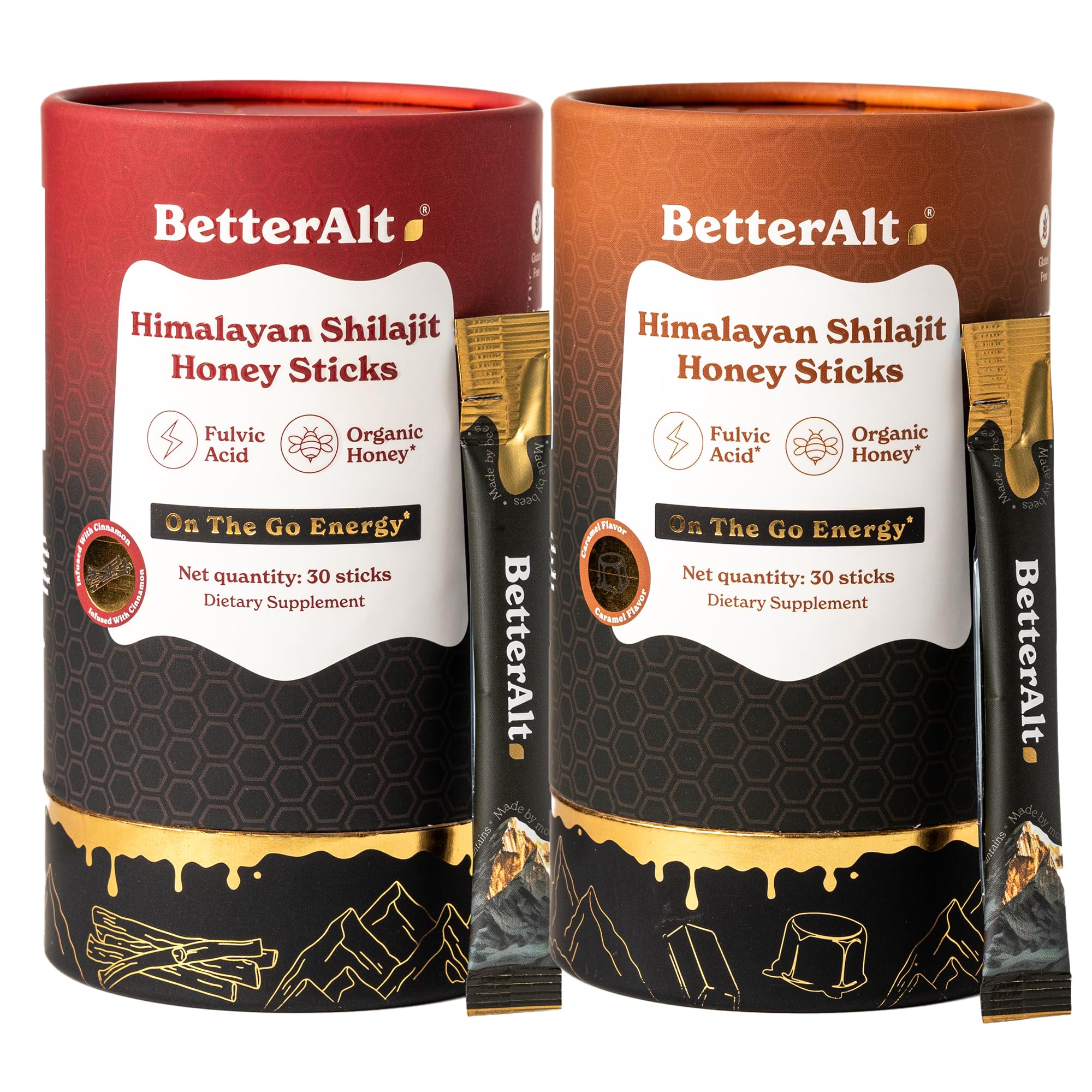 Better Alt Shilajit + Honey Sticks packaging front view