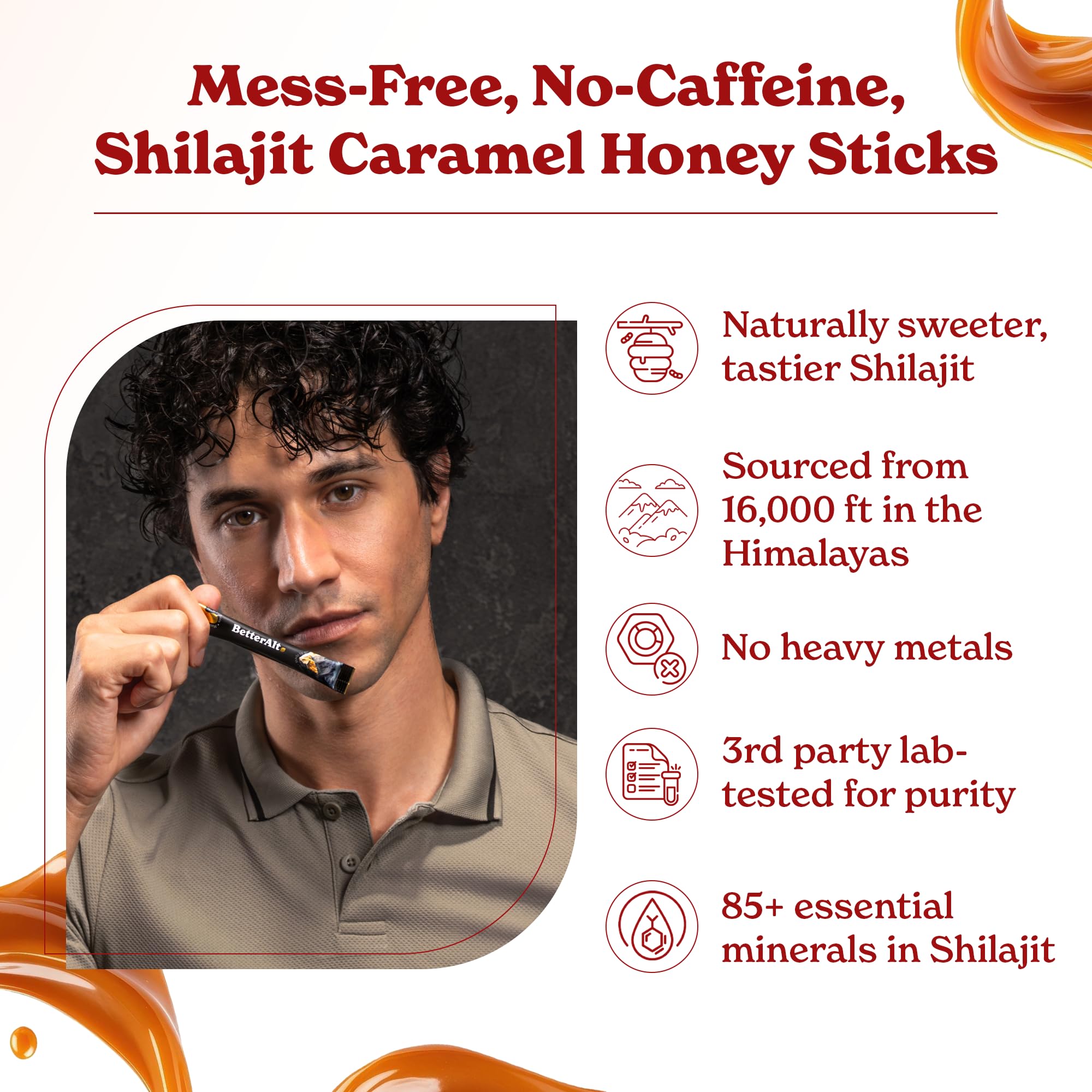 Better Alt Shilajit + Honey Sticks with honey dipper