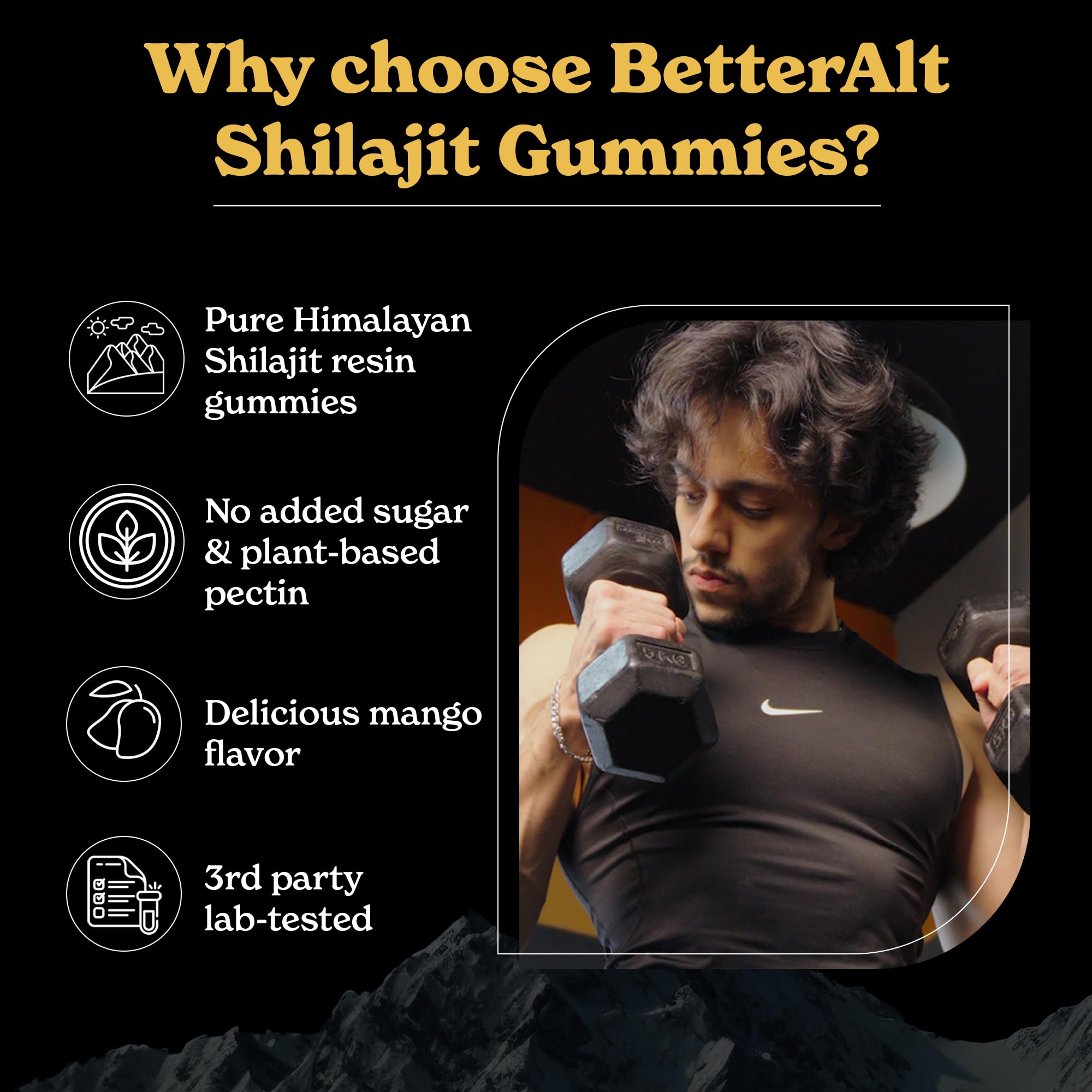 Better Alt Shilajit Mango Gummies back view with nutritional information