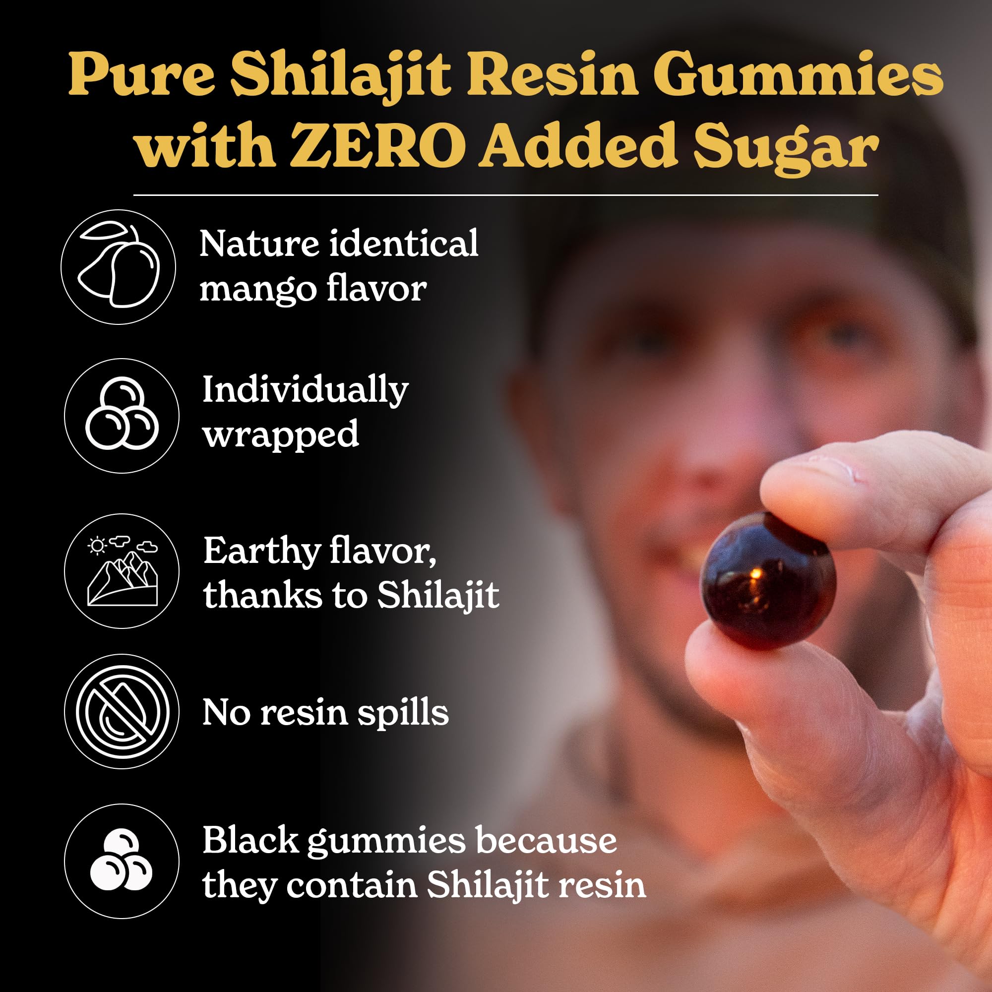 Better Alt Shilajit Mango Gummies side view of packaging