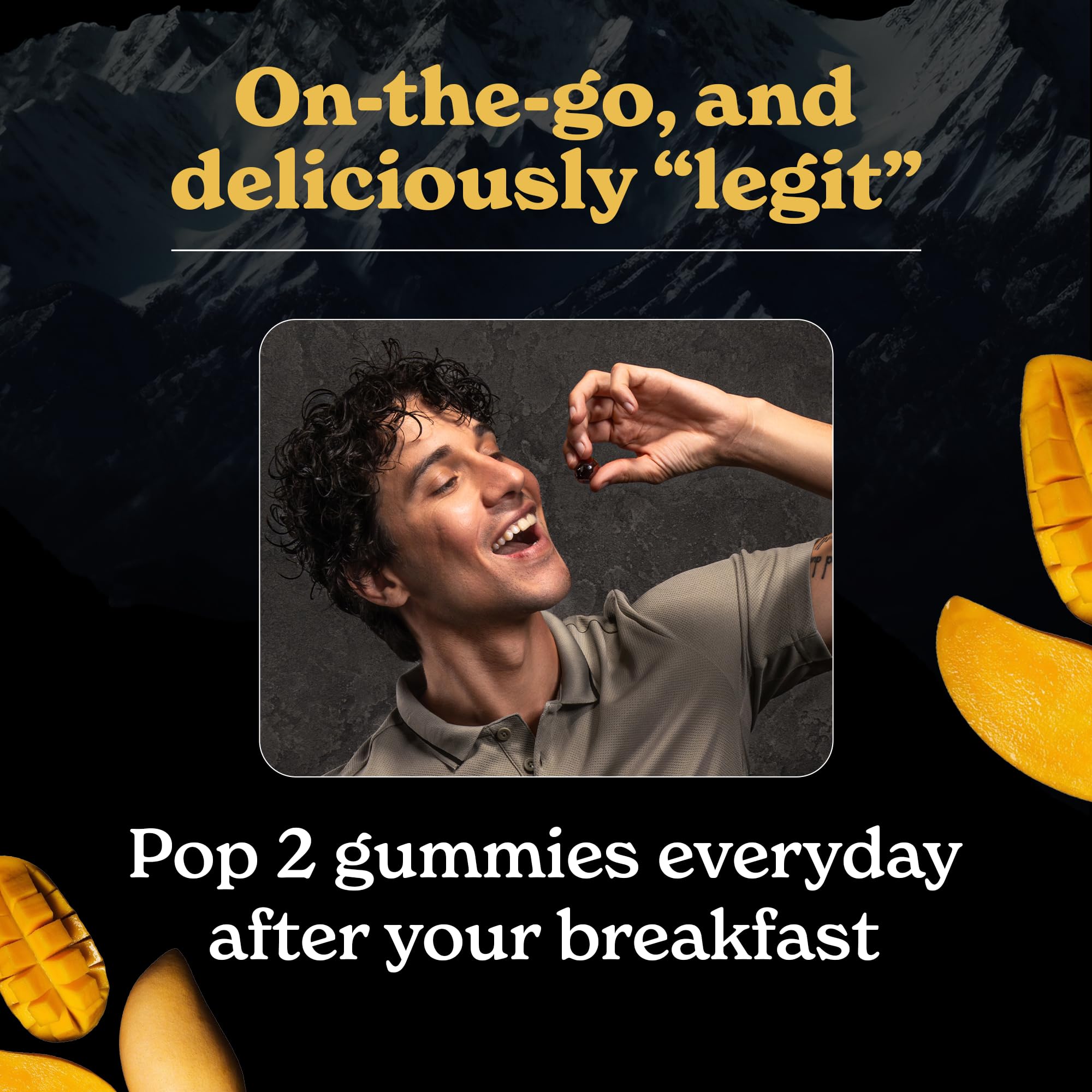 Better Alt Shilajit Mango Gummies with fresh mango slices