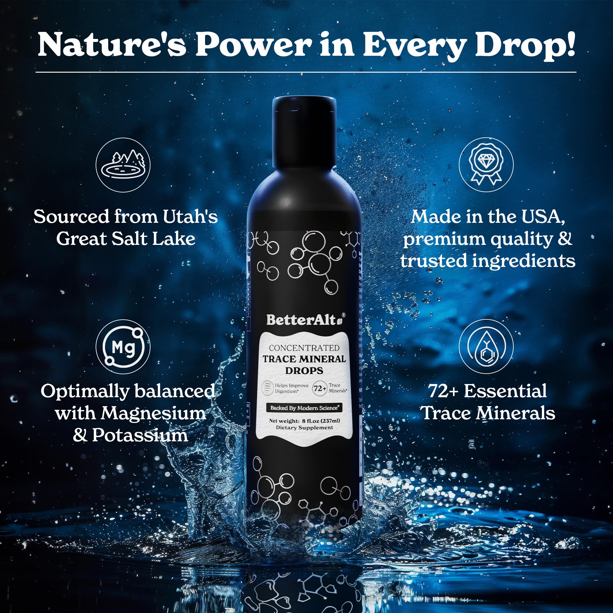 Better Alt Trace Minerals Drops label close-up