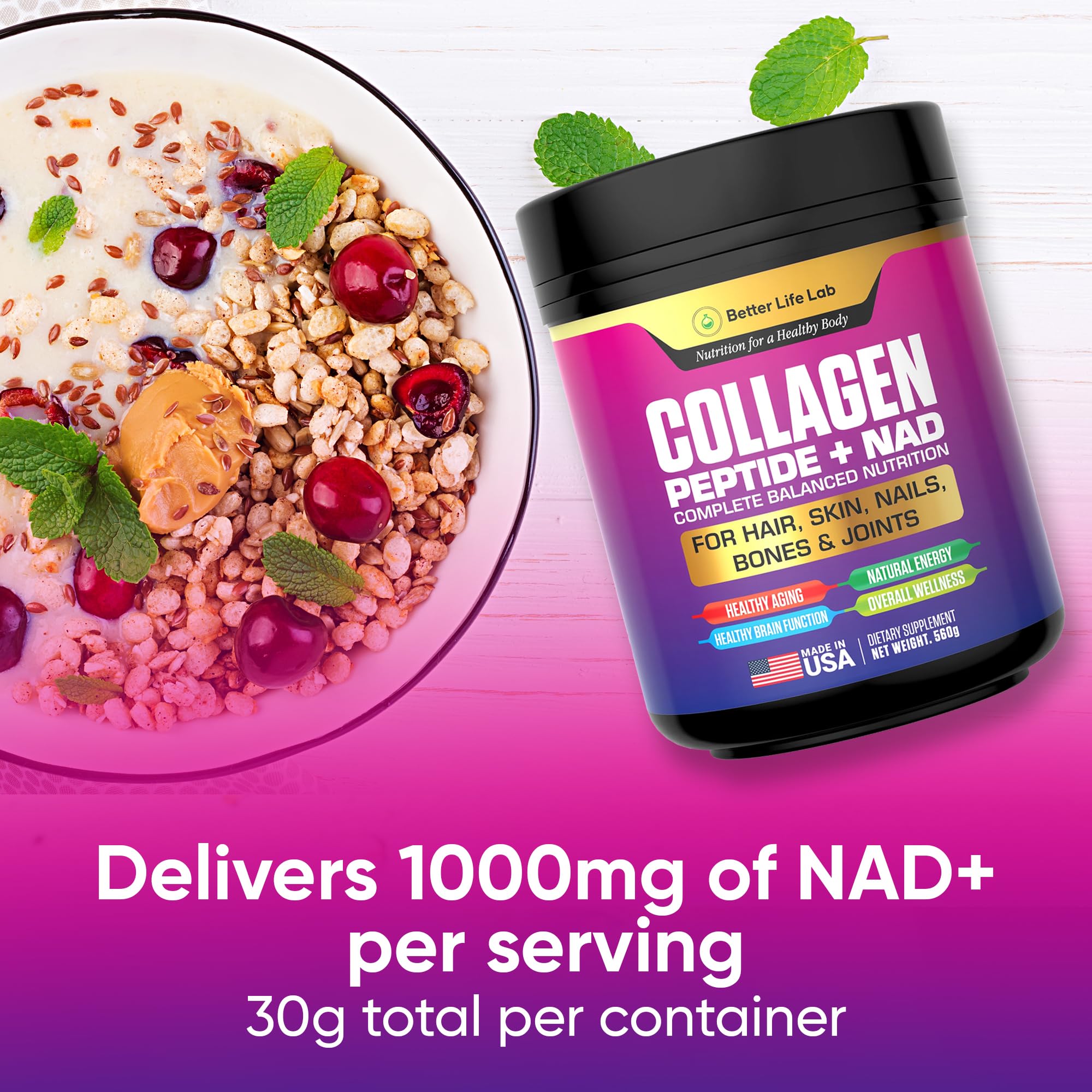 BETTER LIFE LAB Collagen + NAD Supplement ingredients list