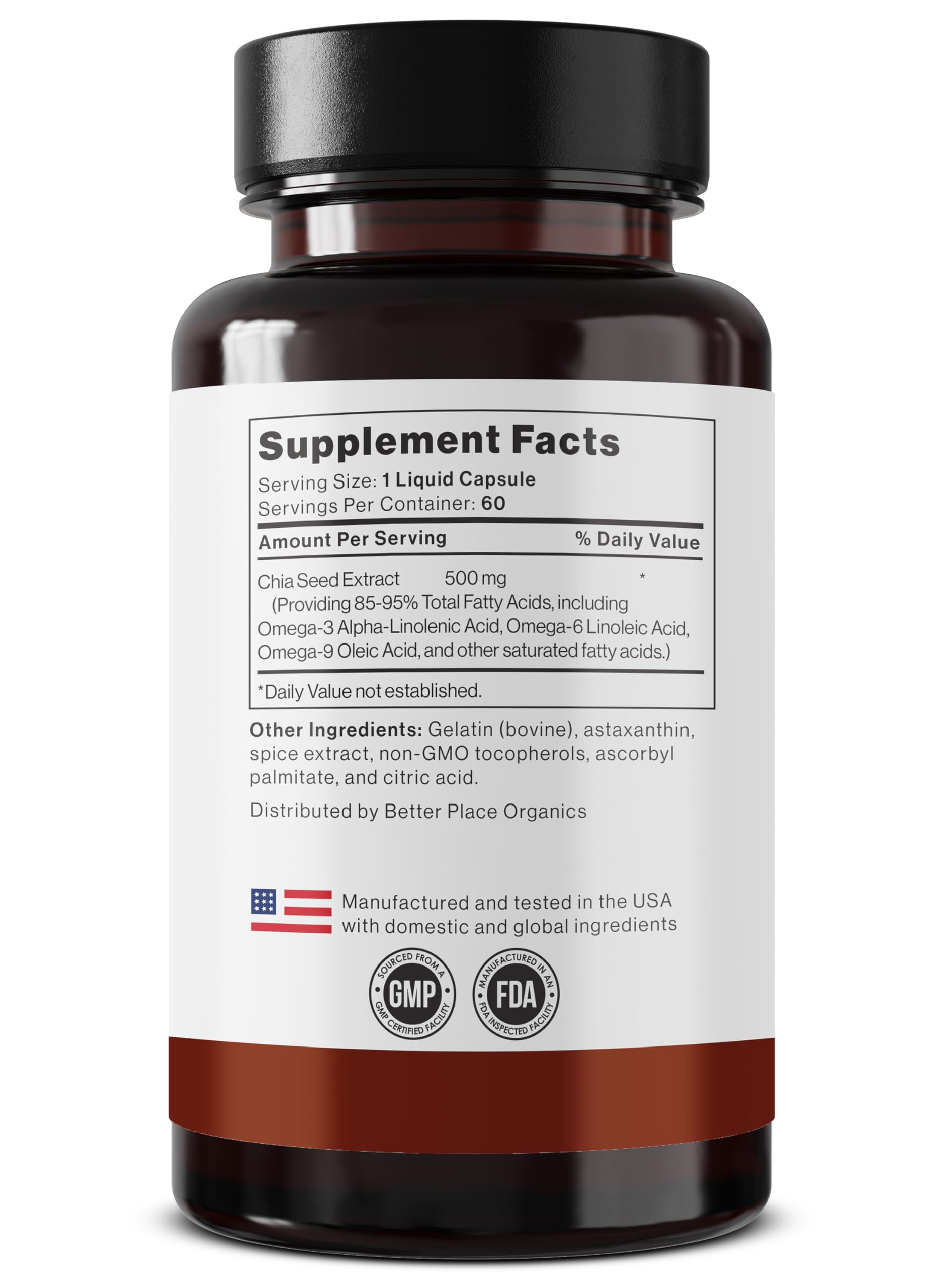 BETTER PLACE ORGANICS Omega 3, 6 & 9 supplement on a wooden table