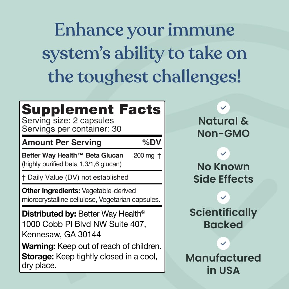 Better Way Health Beta Glucan 100 supplement dosage information