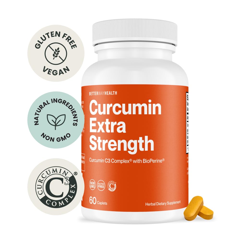 Better Way Health Curcumin C3 Complex 1000mg 60 caplets side view