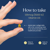 Better Way Health Vitamin D3 5000 IU Gel Capsules close-up