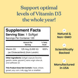 Better Way Health Vitamin D3 5000 IU Gel Capsules with measuring spoon