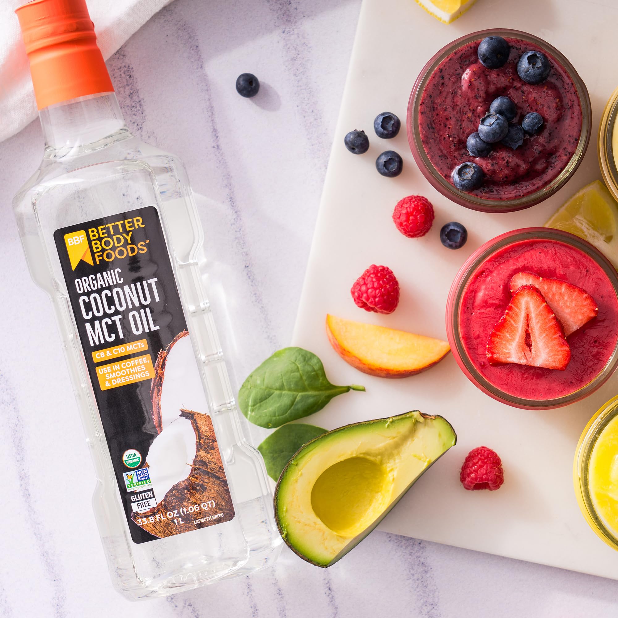 BetterBody Foods MCT Oil 862g pouring into a salad