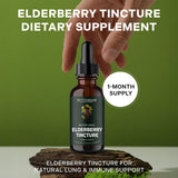 Betterbrand Elderberry Tincture dosage guide on packaging