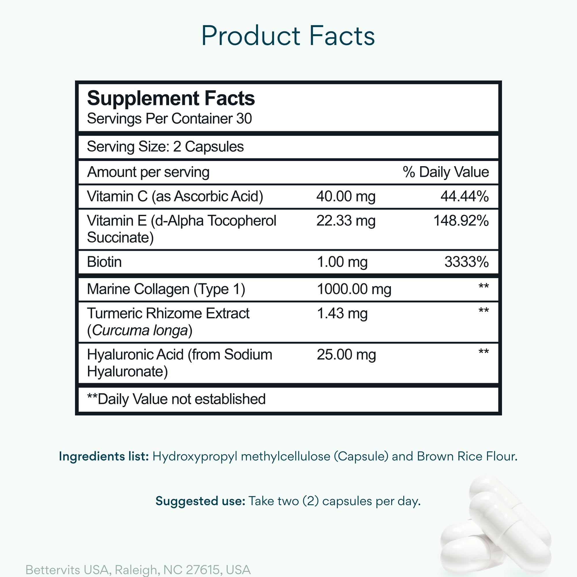 Bettervits Collagen Peptides Complex 150g side view with label