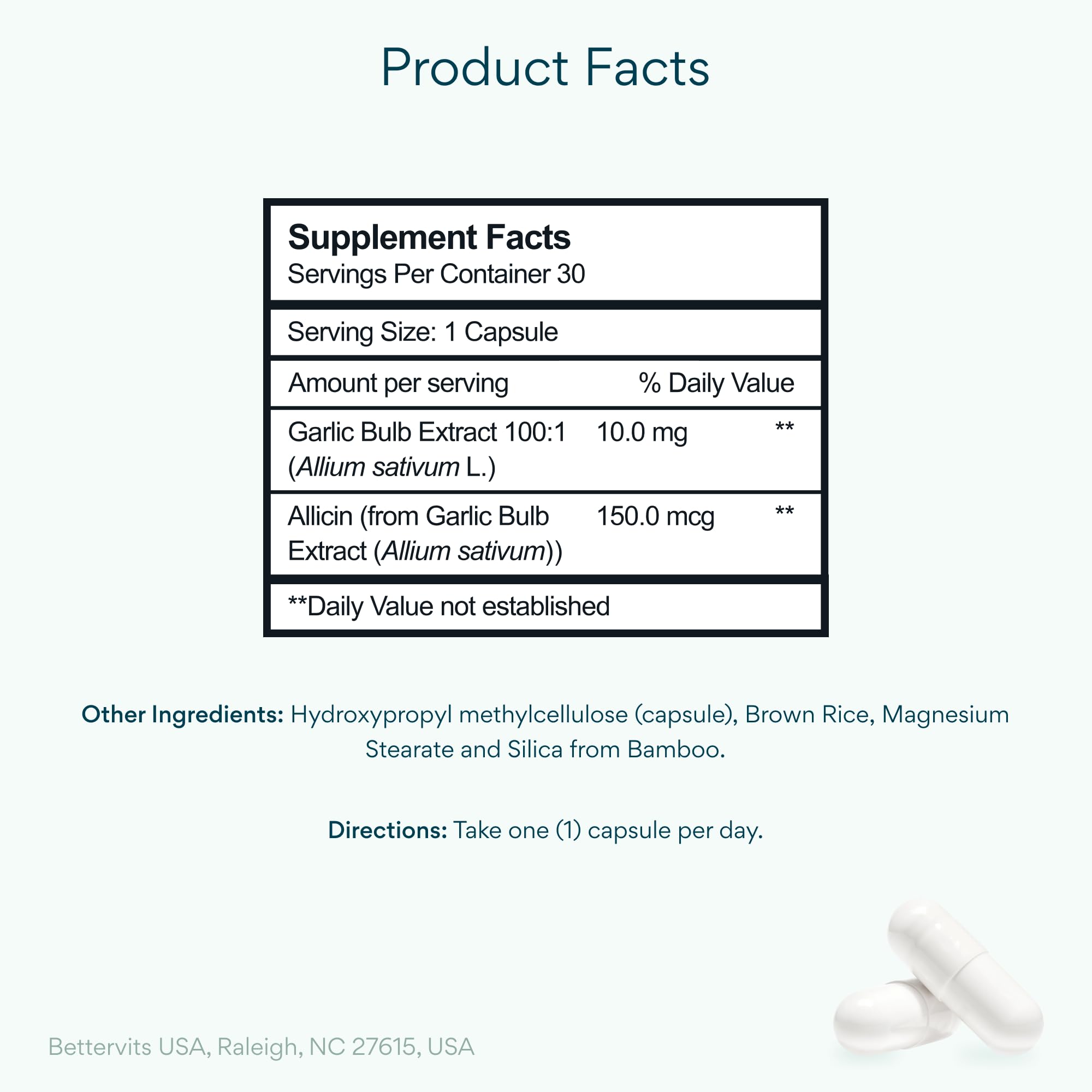 Bettervits Odorless Garlic Capsules 1000mg side view