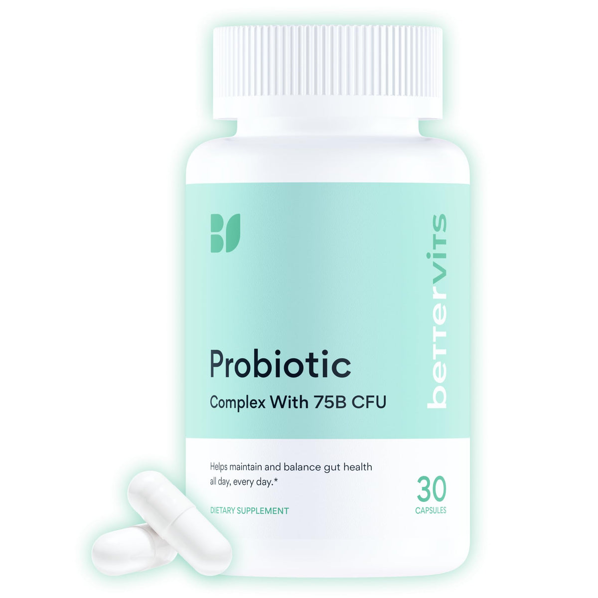 Bettervits Probiotics + Prebiotic Complex 75 Billion CFU capsule front view