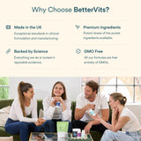 Bettervits Probiotics + Prebiotic Complex capsules on a wooden table