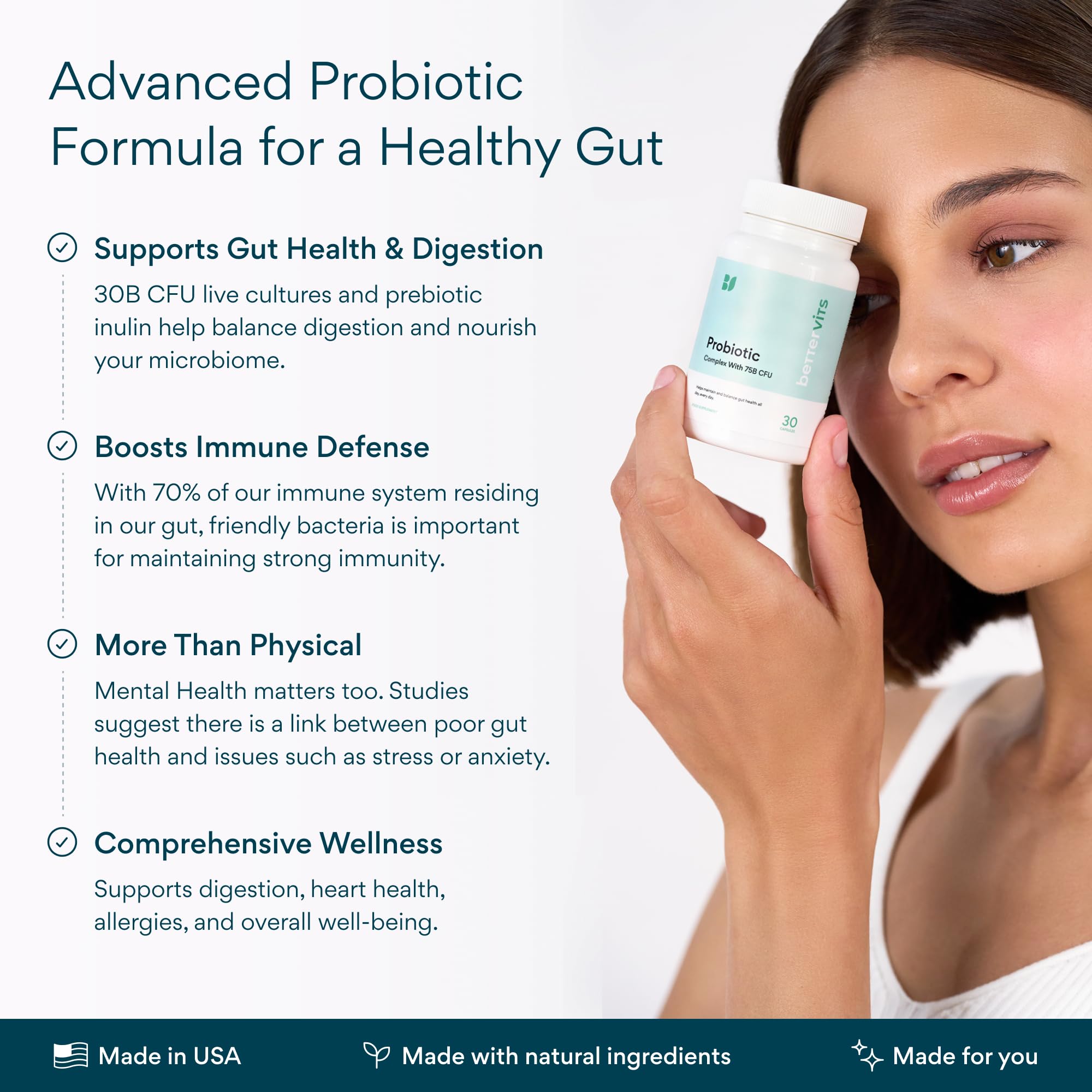 Bettervits Probiotics + Prebiotic Complex packaging front
