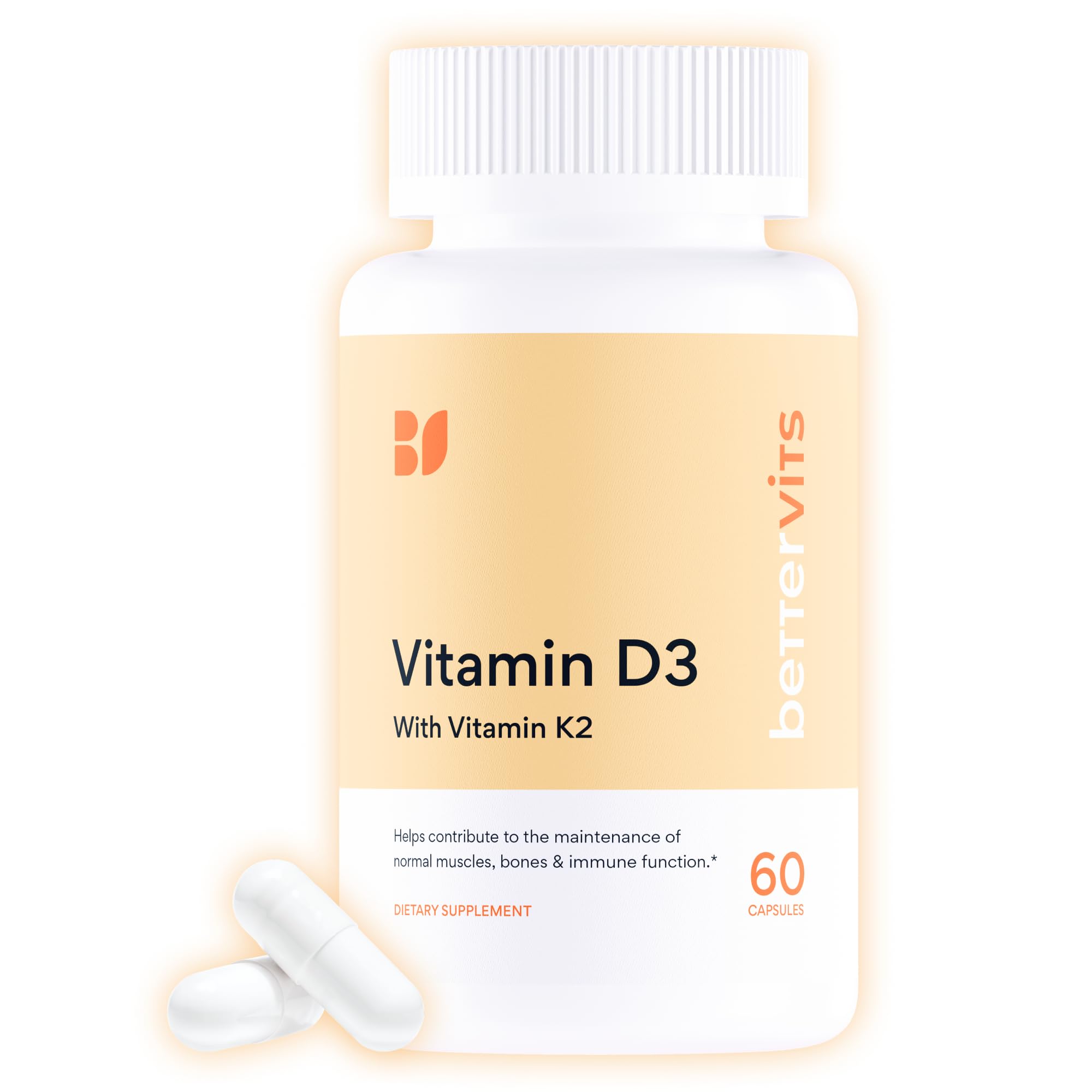 Bettervits Vitamin D3 K2 Capsules 5000 IU front view
