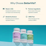 Bettervits Vitamin D3 K2 Capsules 5000 IU with ingredients